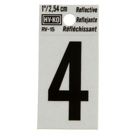 Hy-Ko 1.25In Reflective Number 4, 10PK B00367